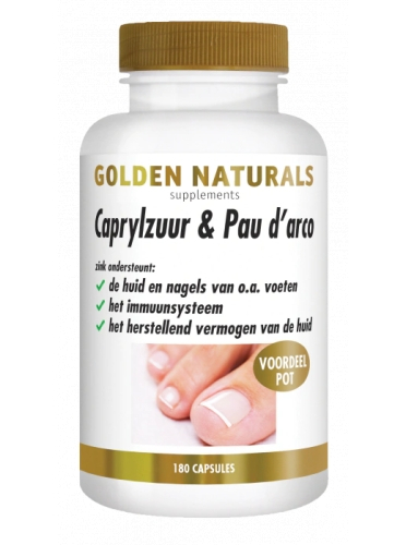 180 Kapseln Golden Naturals Caprylzuur & Pau d' Arco Voordeelpot