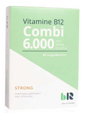 60 zuigtabletten B12 Vitamins Vitamine B12 Combi 6.000 met Folaat en P-5-P