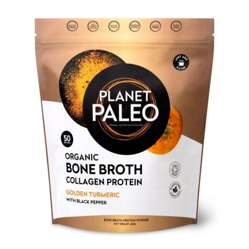 450 gram Planet Paleo Bone Broth Collagen Protein Golden Turmeric Biologisch