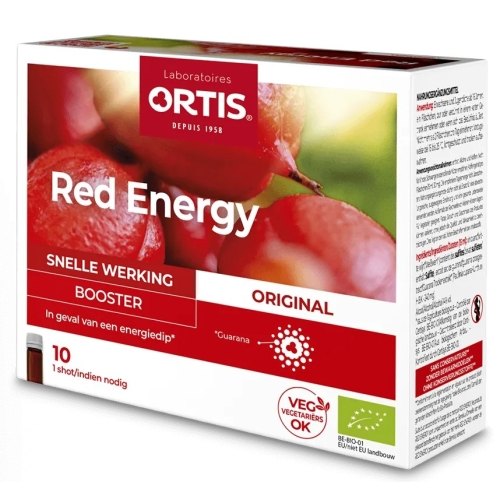 10 x 15 ml Ortis Red Energy Booster Original met Alcohol Biologisch