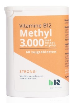 B12 Vitamins Vitamine B12 Methyl 3.000 met Folaat en P-5-P 60 Lutschtabletten