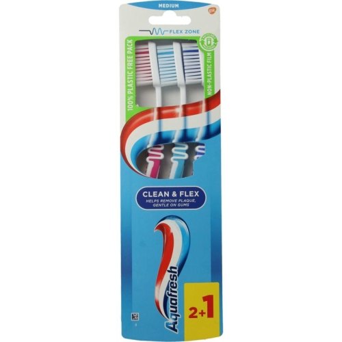 Aquafresh Tandenborstel Clean & Flex Medium 3 Stücke