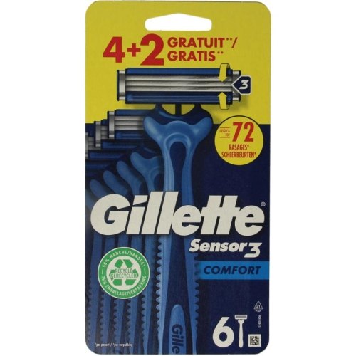 6 stuks Gillette Sensor 3 Comfort Wegwerpmesjes