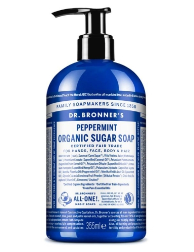 Dr. Bronner's Organic Sugar Soap Peppermint 355 Ml