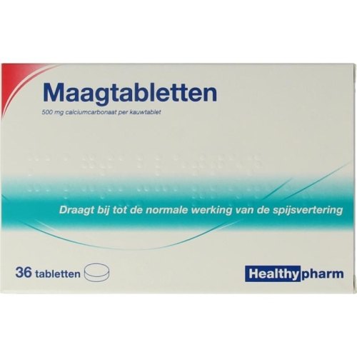 Healthypharm Maagtabletten 500 mg calciumcarbonaat 36 tablets