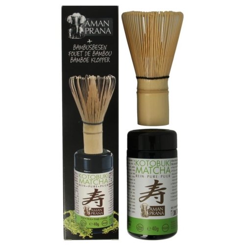 40 gram Aman Prana Kotobuki Matcha + Bamboe Klopper Biologisch