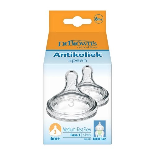 2 stuks Dr. Browns Options+ Speen Fase 3 Brede Halsfles