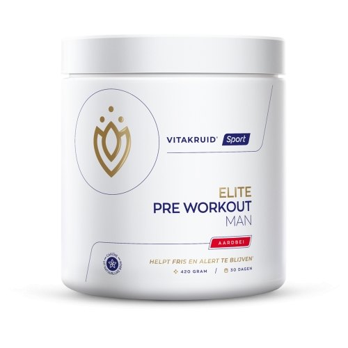420 Gramm Vitakruid Elite Pre Workout Man Aardbei