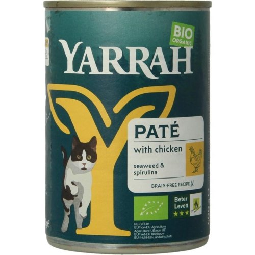 400 gram Yarrah Kattenvoer Paté met Kip Biologisch