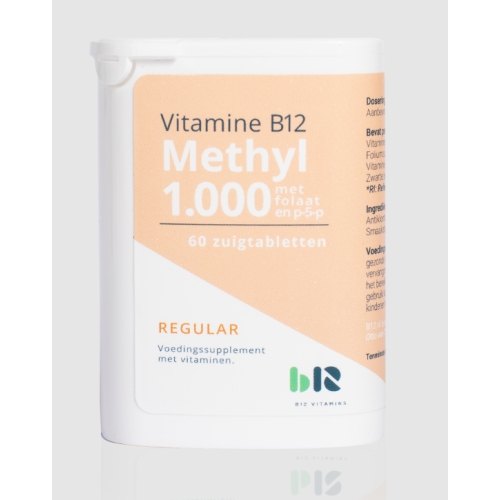 60 zuigtabletten B12 Vitamins Vitamine B12 Methyl 1.000 met Folaat en P-5-P