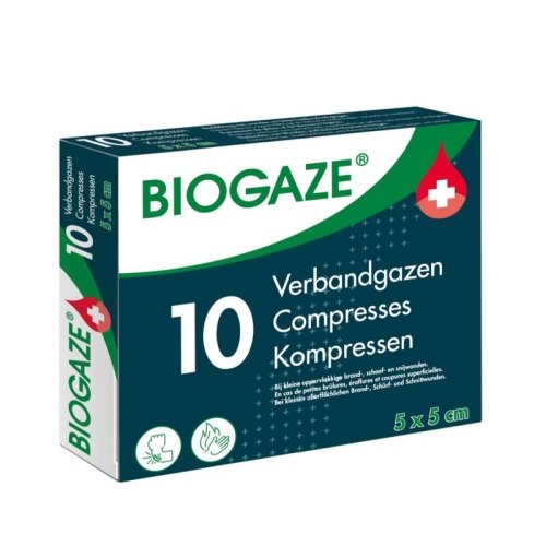 Biogaze Verbandgazen 5 x 5 cm 10 Stücke