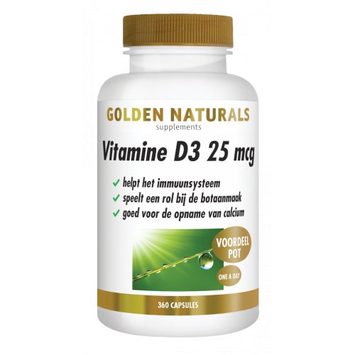 360 capsules Golden Naturals Vitamine D3 25 mcg