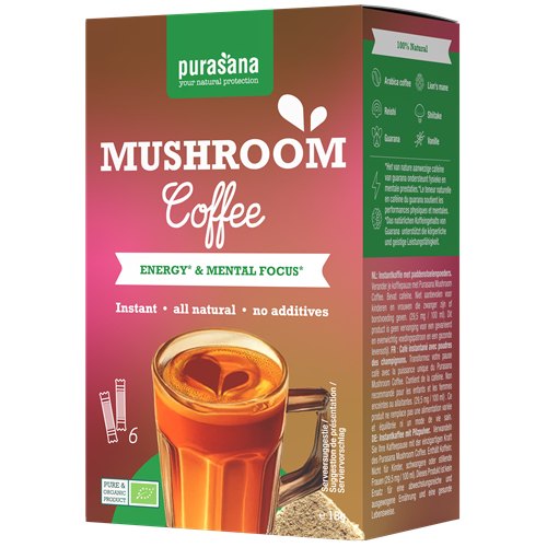Purasana Instant Mushroom Coffee Biologisch 6 bag