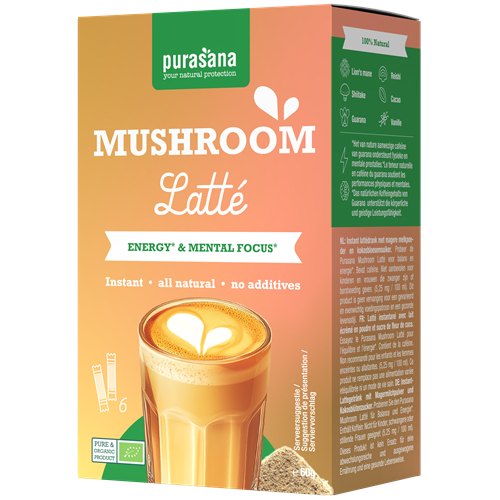 Purasana Instant Latté Mushrooms Biologisch 6 Tüte