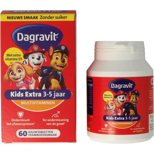60 kauwtabletten Dagravit Kids-Extra Multivitaminen 3-5 jaar