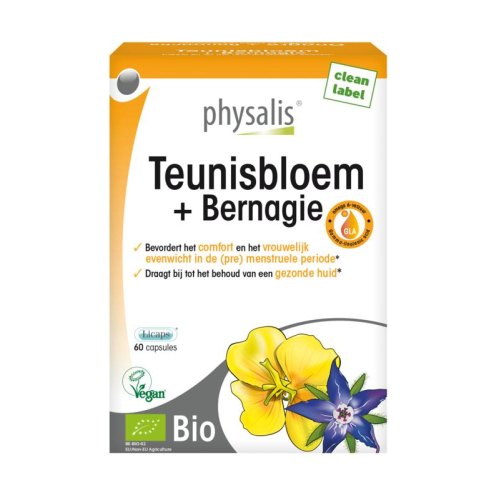 60 capsules Physalis Teunisbloem + Bernagie Biologisch