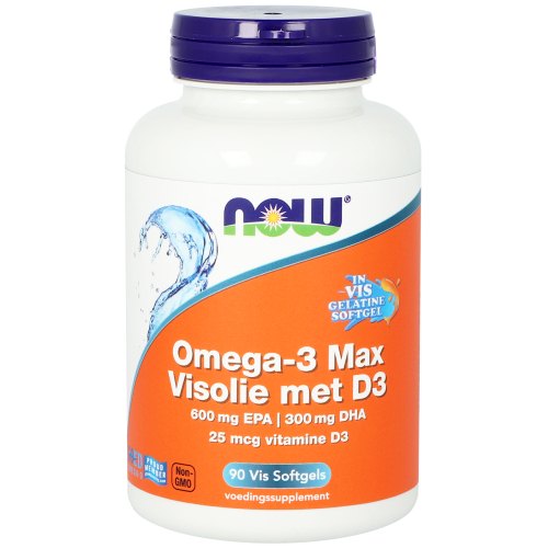 90 Softgels NOW Omega-3 Max Visolie met D3