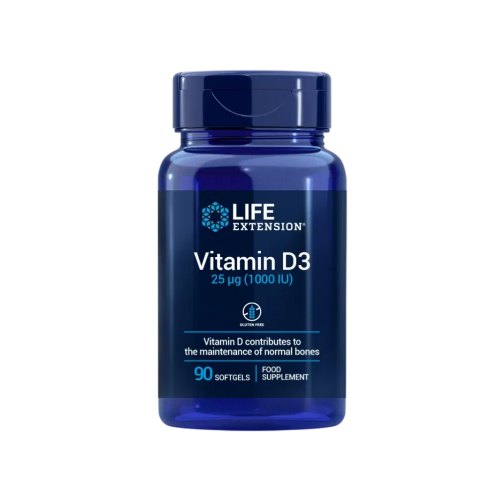 90 Softgels Life Extension Vitamin D3 1000 IU (25 mcg)
