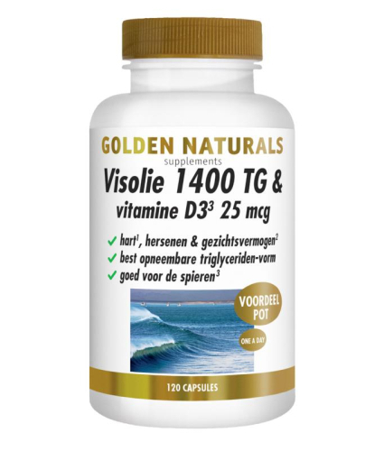 120 capsules Golden Naturals Visolie 1400 TG & Vitamine D3 25 mcg