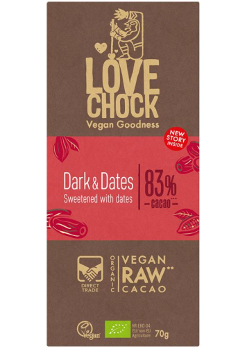 70 gram Lovechock Dark & Dates Biologisch
