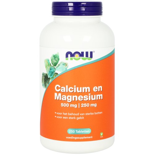 250 Tabletten NOW Calcium 500 mg en Magnesium 250 mg