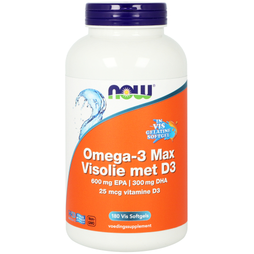 180 Softgels NOW Omega-3 Max Visolie met D3