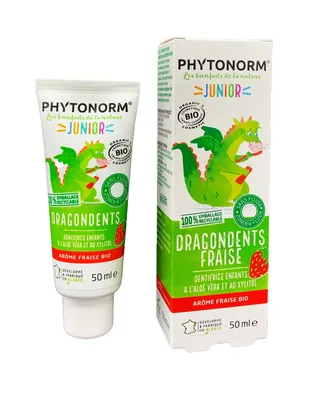 50 ml Phytonorm Dragon Dents Kindertandpasta Aloe Vera Aardbei Biologisch