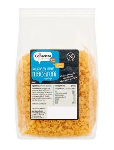 500 gram Consenza Mais Macaroni Volkoren Glutenvrij