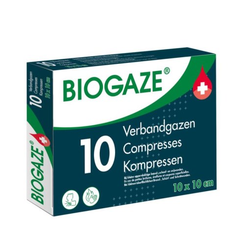 Biogaze Verbandgazen 10 x 10 cm 10 Stücke