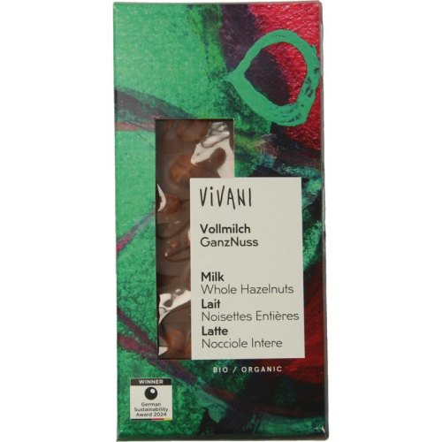 100 gram Vivani Chocolade Melk met Hele Hazelnoten Biologisch