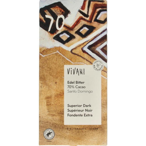 100 gram Vivani Chocolade Puur 70% Edelbitter Santo Domingo Biologisch