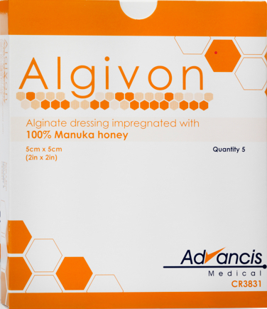 Advancis Veterinary Algivon Manuka Honing Alginaatverband 5 x 5 cm 5 Stücke