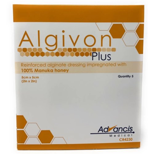 5 Stücke Advancis Veterinary Algivon Plus Manuka Honing Alginaatverband 5 x 5 cm