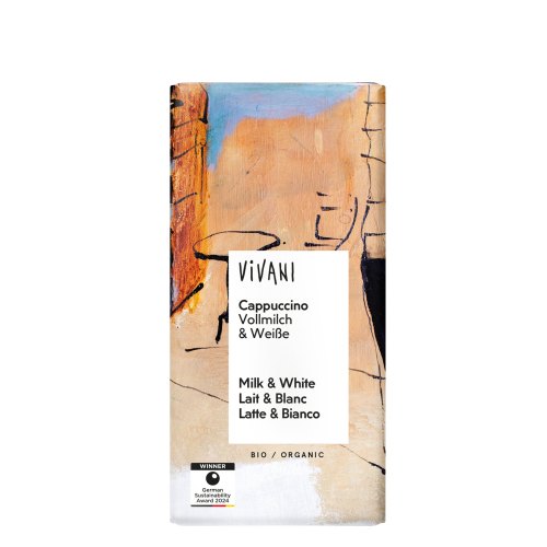  Vivani Chocoladereep Melk & Witte Chocolade Cappuccino Biologisch