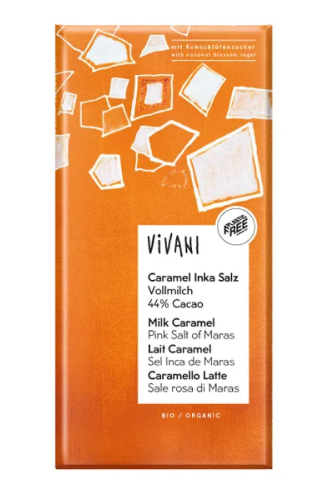 Vivani Chocolade Melk Caramel Zeezout met Kokosbloesemsuiker Biologisch 80 Gramm