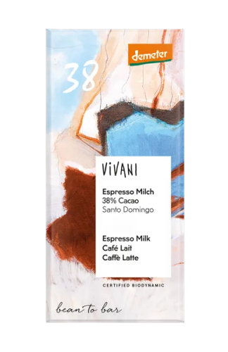 90 gram Vivani Melk Espresso Melk 38% Cacao Biologisch