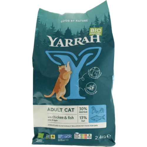 2400 gram Yarrah Kattenvoer Adult met Vis Biologisch
