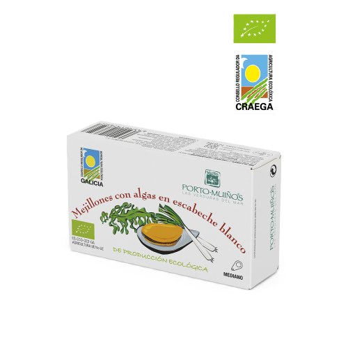 120 Gramm Porto Muinos Mosselen met Wakame en Witte Marinade Biologisch