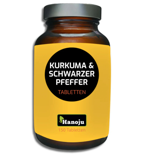 150 tabletten Hanoju Bio Kurkuma & Zwarte Peper 