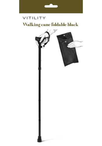1 exemplaar Vitility Wandelstok opvouwbaar Zwart