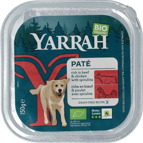 Yarrah Hondenvoer Paté met Rund Biologisch 150 Gramm