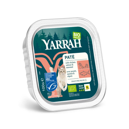 100 gram Yarrah Kattenvoer Paté met Zalm Biologisch