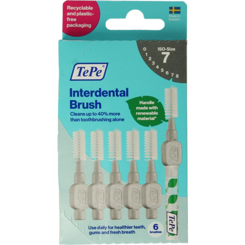 6 Stücke TePe Interdental Brush Original 2,6 mm Grijs Size 7