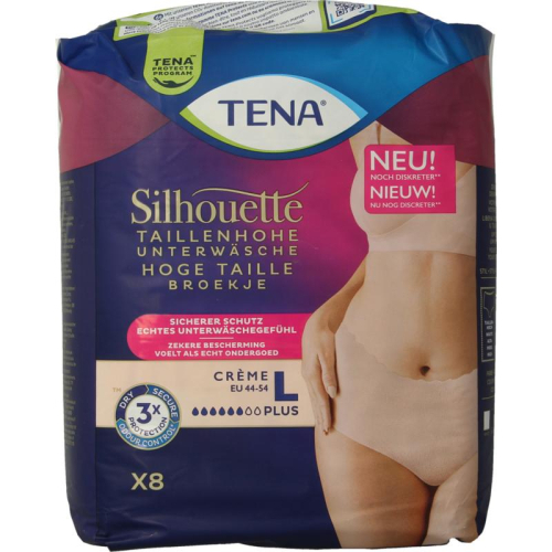 8 stuks Tena Silhouette Plus High Waist Creme L