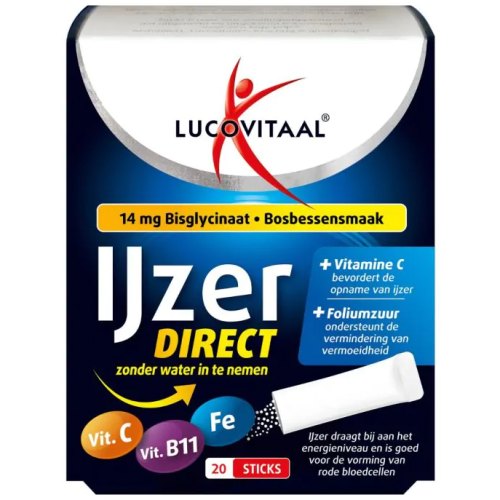 20 Sticks Lucovitaal IJzer Bisglycinaat Direct