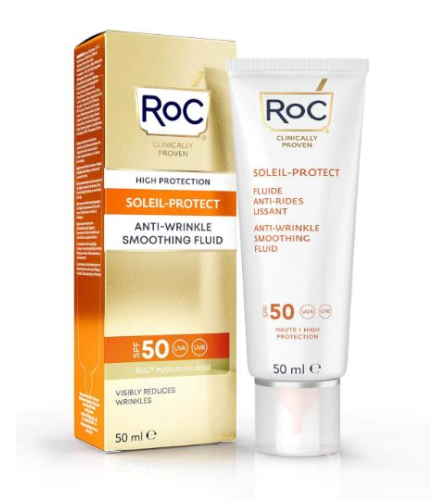 50 Ml RoC Soleil Protect Anti-Wrinkle Smoothing Fluid SPF50+