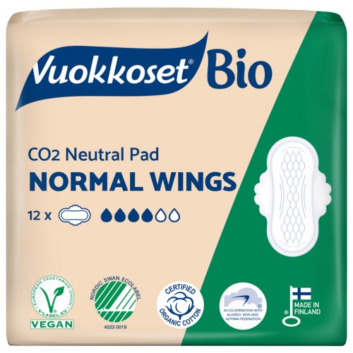 Vuokkoset Maandverband Normal Wings Biologisch 12 Stücke