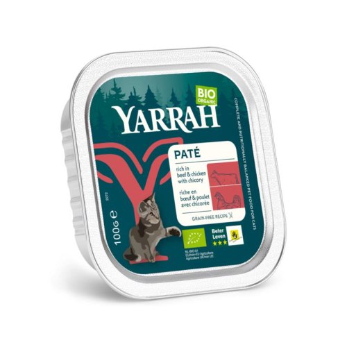 100 gram Yarrah Kattenvoer Paté met Rund Biologisch