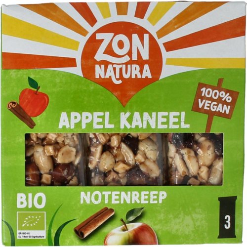 3 x 25 gram Zonnatura Notenreep Appel Kaneel Biologisch