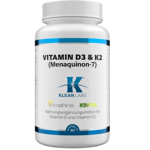60 capsules Klean Labs Vitamine D3 & K2 Menaquinon 7
